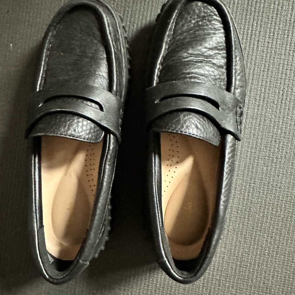 Black Leather Penny Loafers for Men